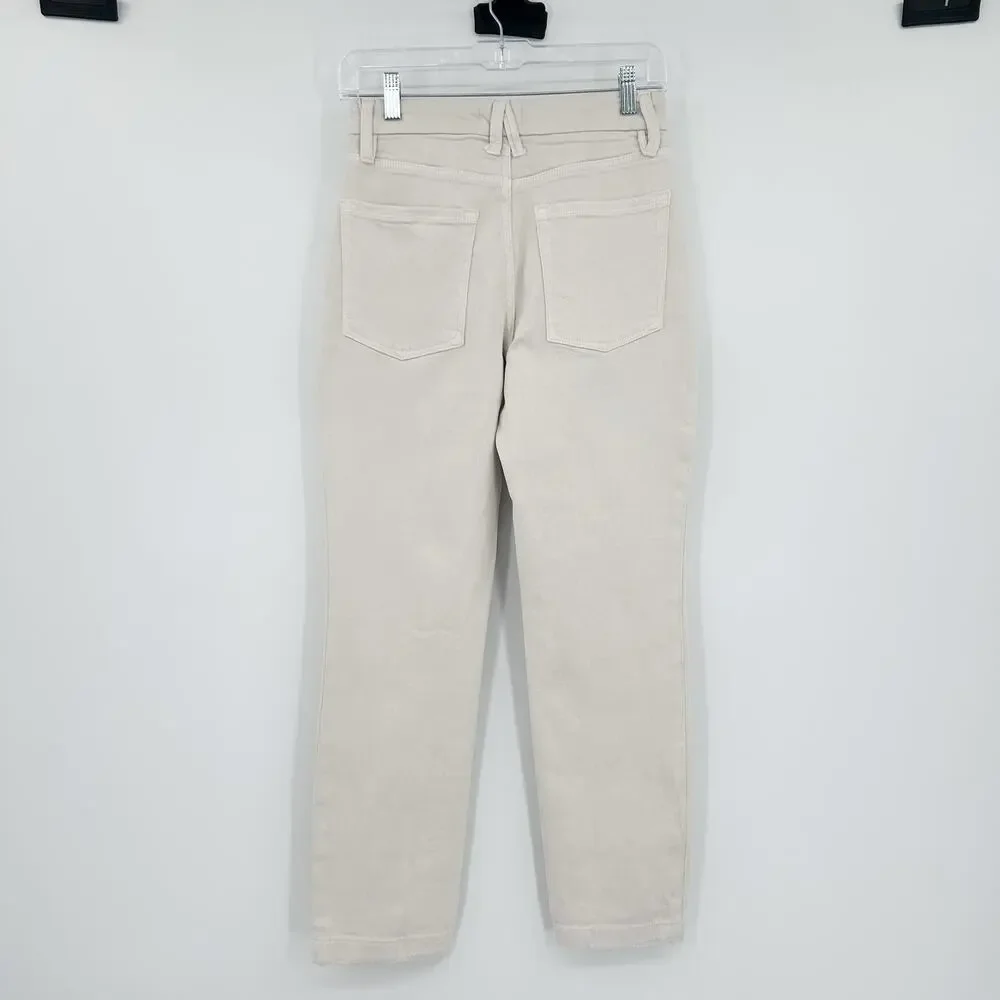 Good American Good Classic Slim Straight Bone High Rise Cream Jeans Womens Sz 26 - Picture 8 of 10